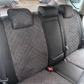 Авточехлы Автопилот черный темно серый алькантара Ромб